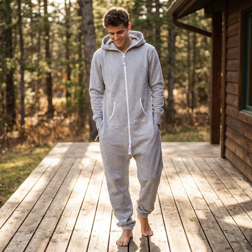 grauer Herren Jumpsuit lang